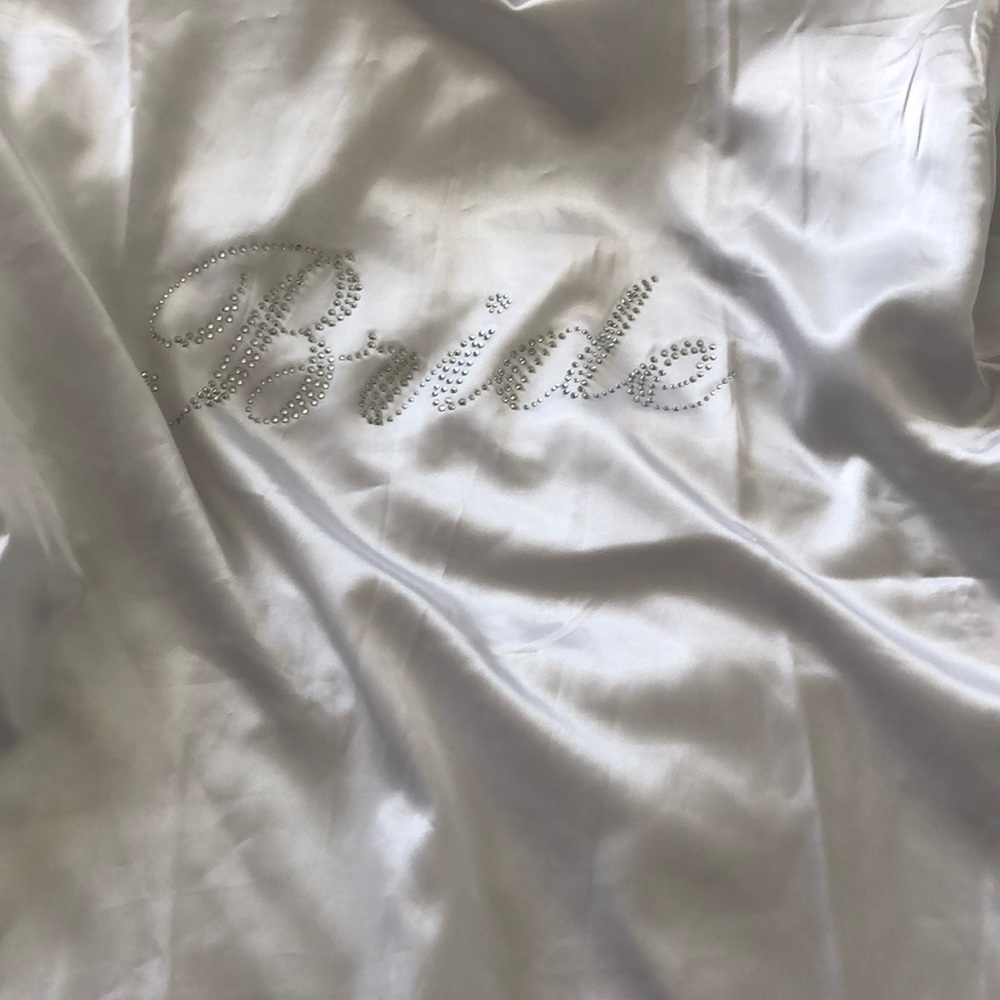 White satin bride sequin robe